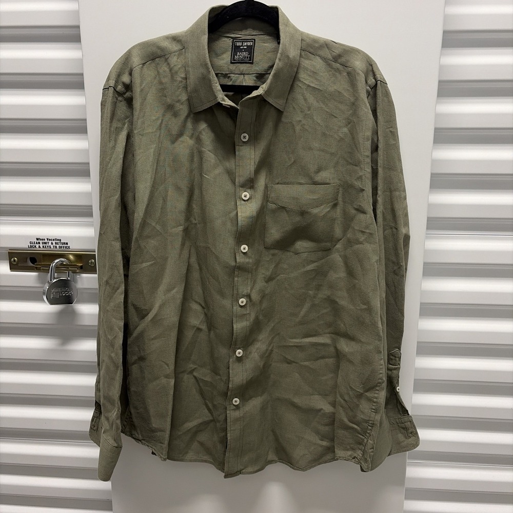 Todd Snyder Sea Soft Irish Linen Camp Shirt Men's XXL Green Baird McNutt